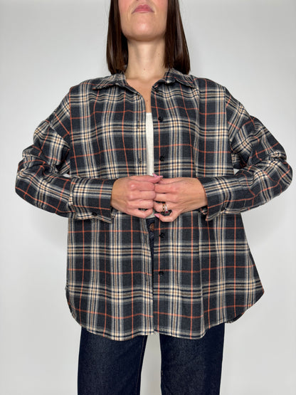 Camicia fantasia check base nero