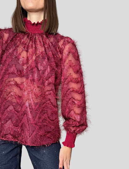 Camicia fru fru lurex Bordeaux