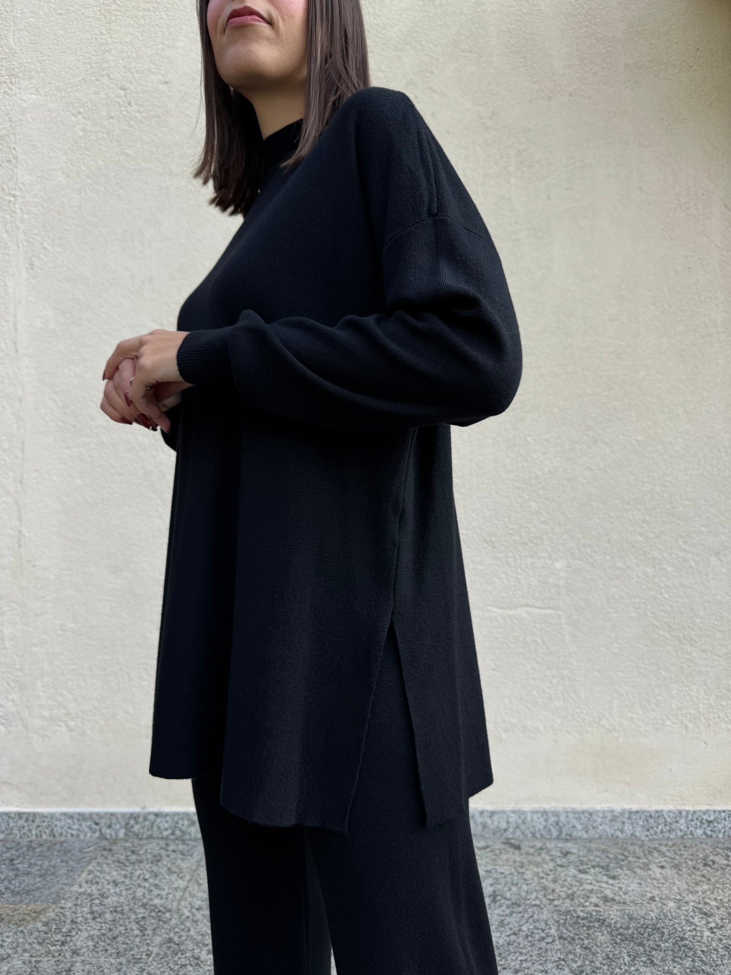 Completo in maglia mezzo collo Nero