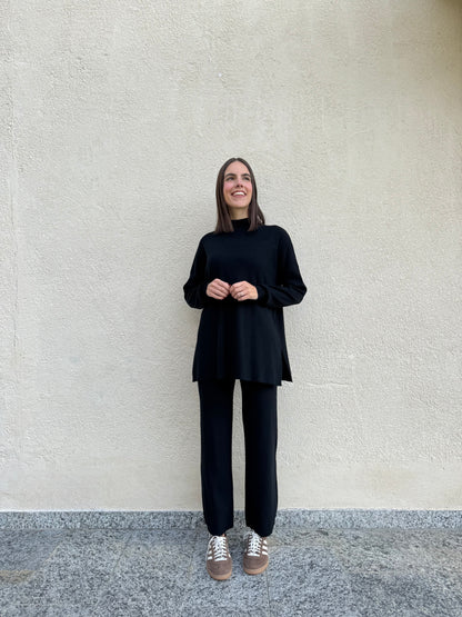 Completo in maglia mezzo collo Nero