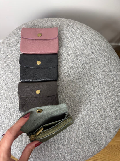 Portamonete in vera pelle martellata made in italy