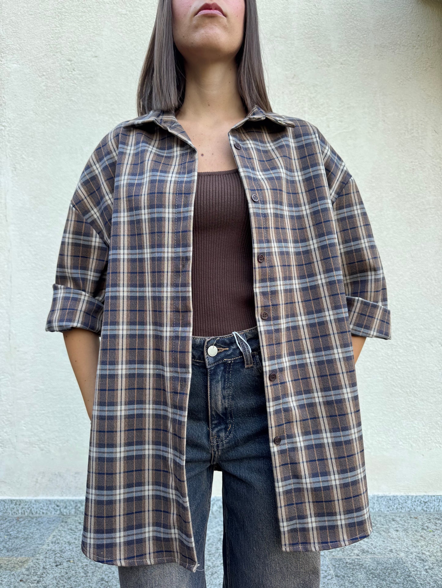 Camicia oversize stampa check a quadri