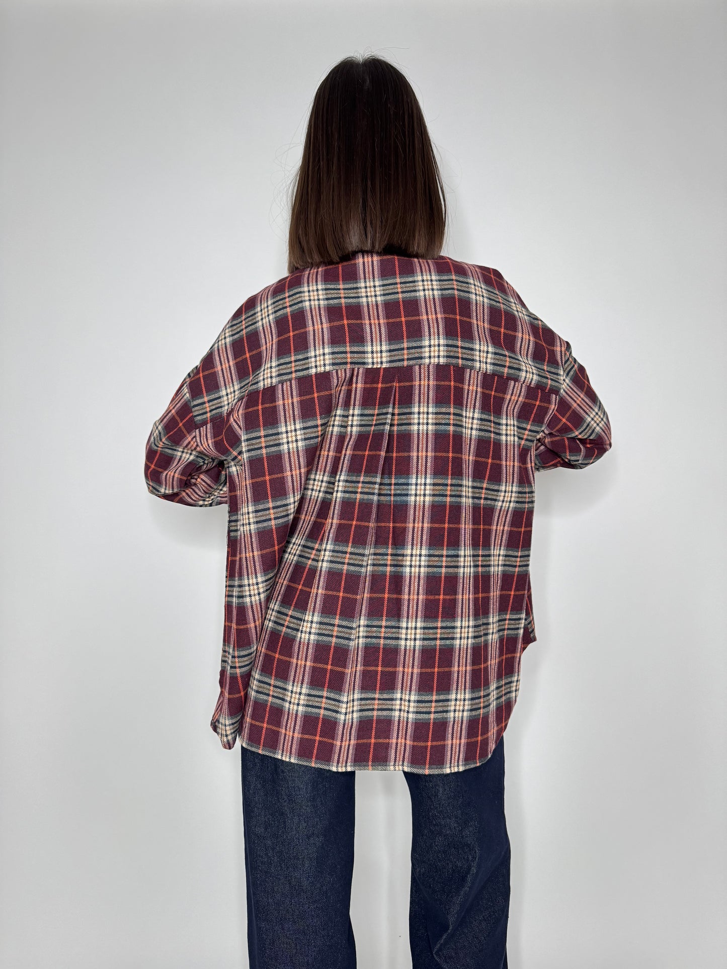 Camicia fantasia check base bordeaux