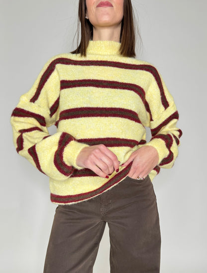 Pullover in misto lana righe giallo